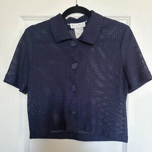 Vintage Miss Dorby Petites Mesh Crop Button Up - Women’s S/M